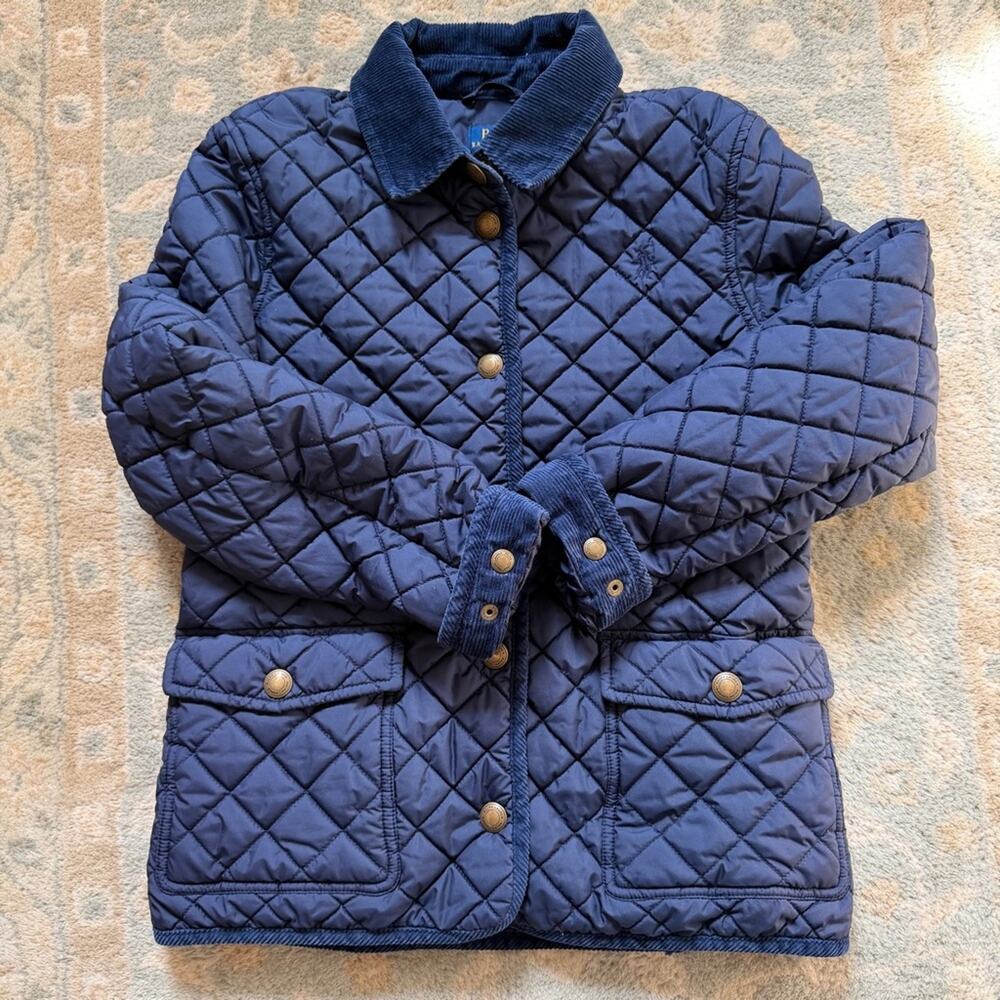 Polo Ralph Lauren Quilted Barn Jacket Girls Size Large (12/14) Navy Blue - Picture 11 of 14